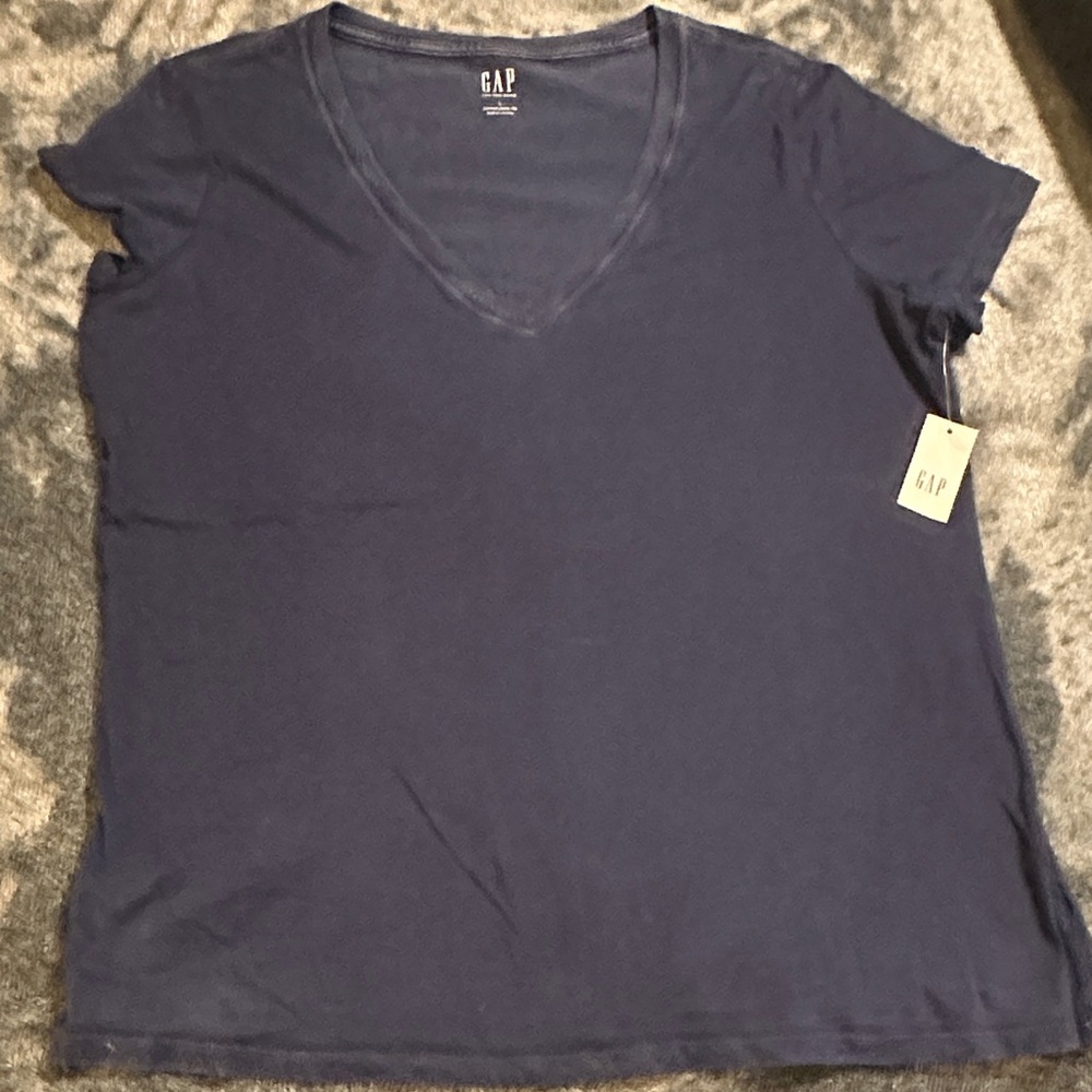 GAP Women's Dark Navy V-Neck Short Sleeve Tee